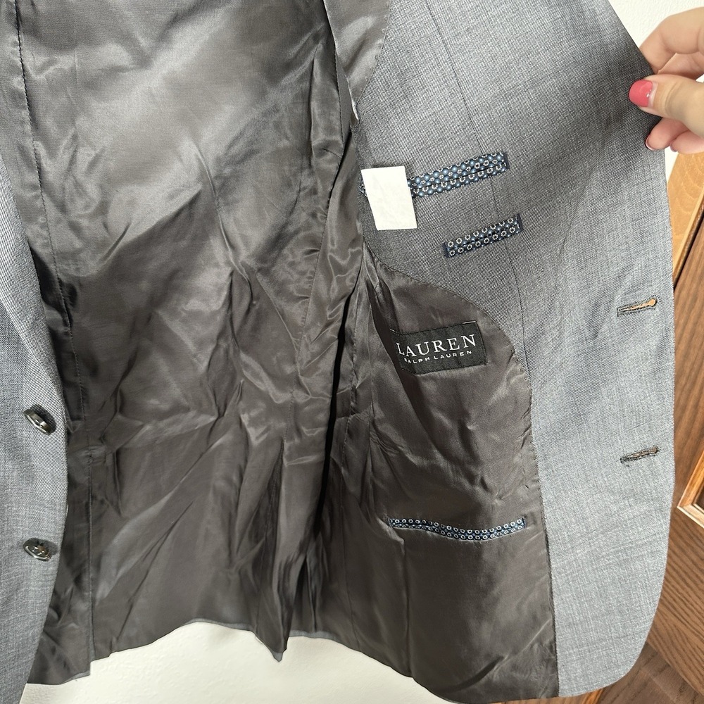 Lauren Ralph Lauren Mens Sz 46Long Blazer Sport Coat Charcoal Gray 2 Button Wool - Picture 9 of 10